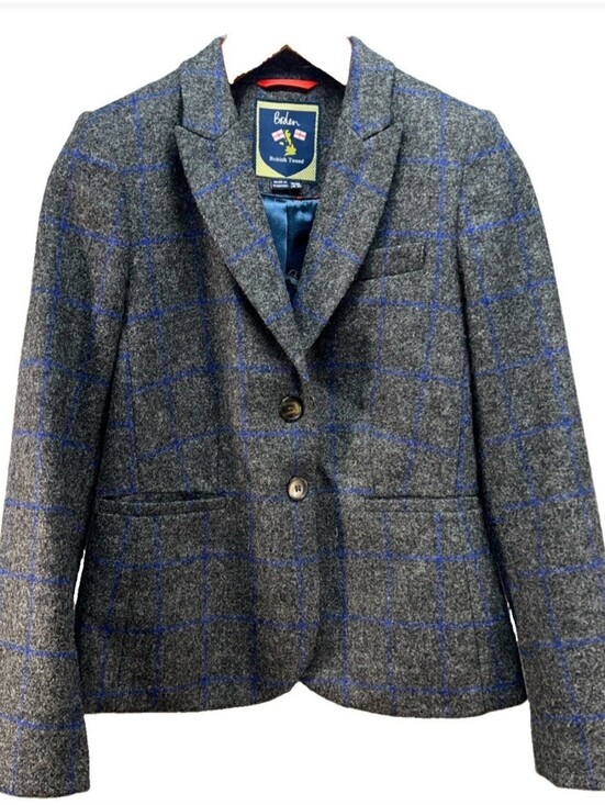 Boden Jackets & Blazers - Boden Women's Tweed Blazer Gray & Blue Windowpane, Size 10R